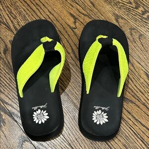 Yellow Box Black and Neon Green Sandals